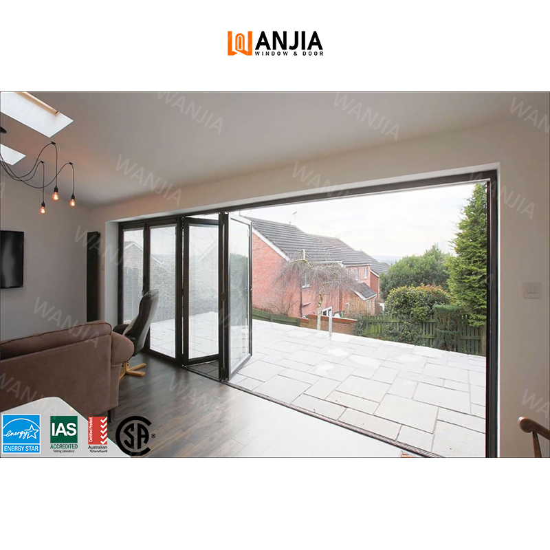 WANJIA Hurricane Impact Aluminum Doors Interior Partitions Accordion Bifold Patio Glass Doors Aluminum Folding Patio Doors