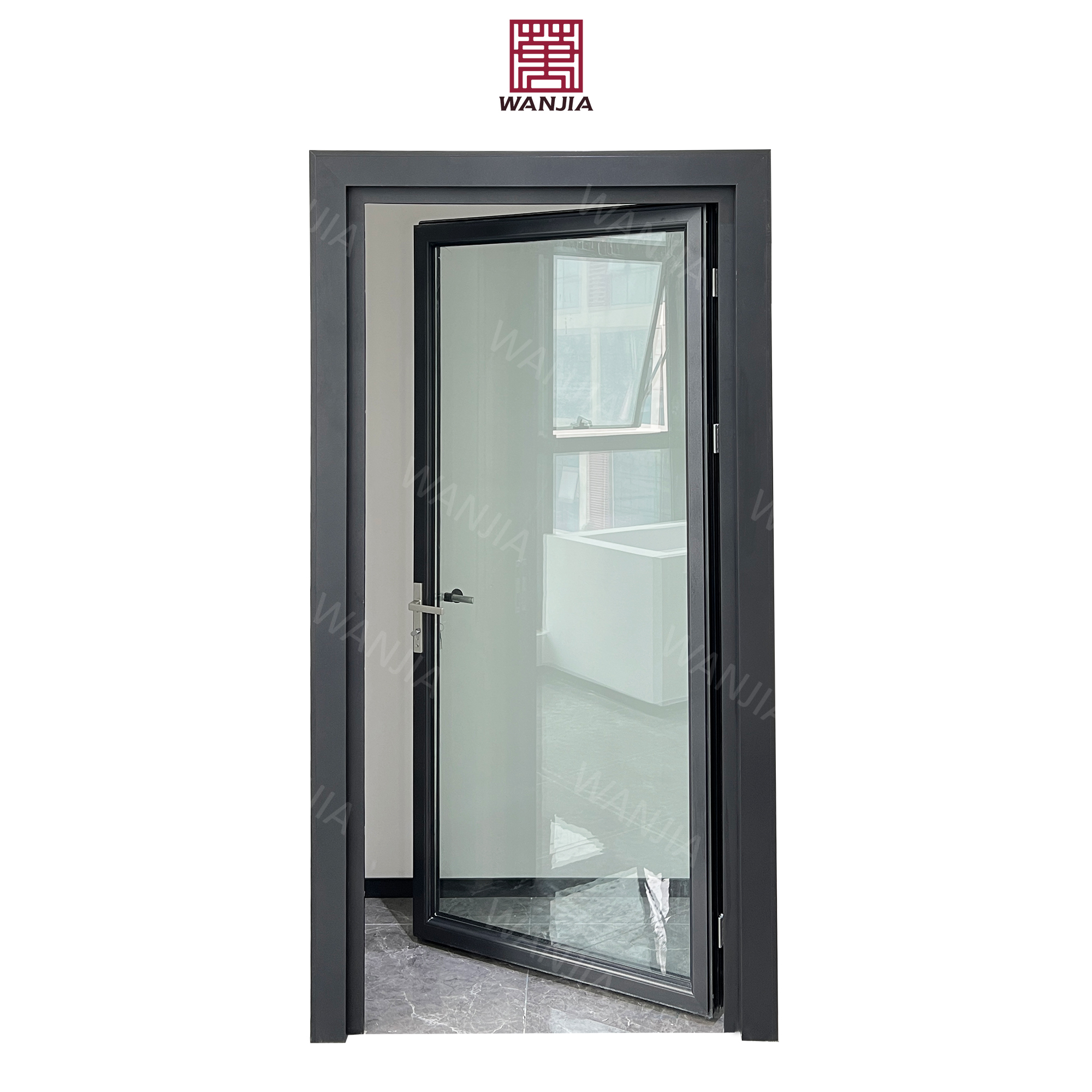 Bathroom bedroom interior glass doors aluminum double glazed casement doors