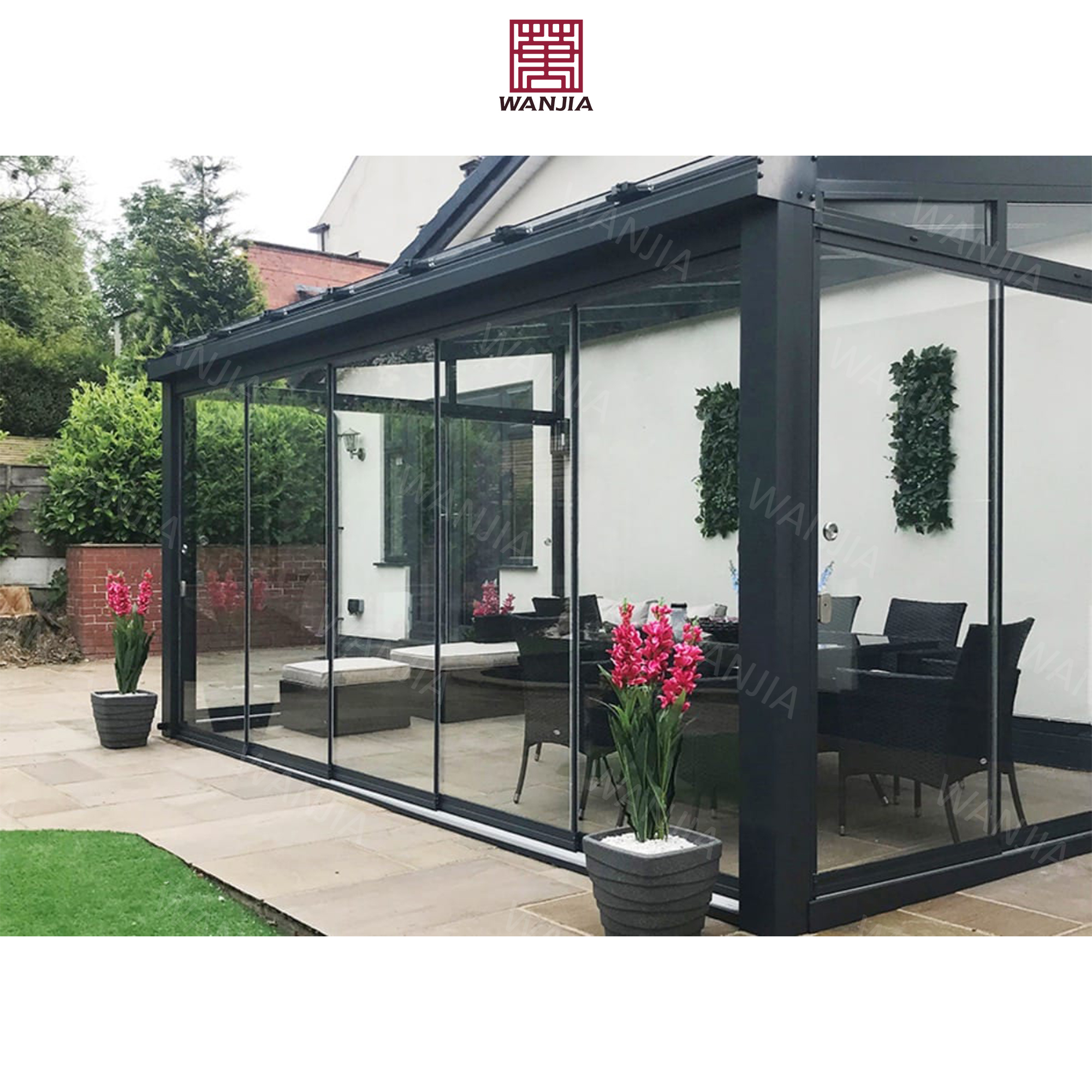 Top-Ranking Customized Solarium Conservatory Flat Glass Houses Garden Room Guaranteed Aluminum Alloy Sunroom Glass Houses