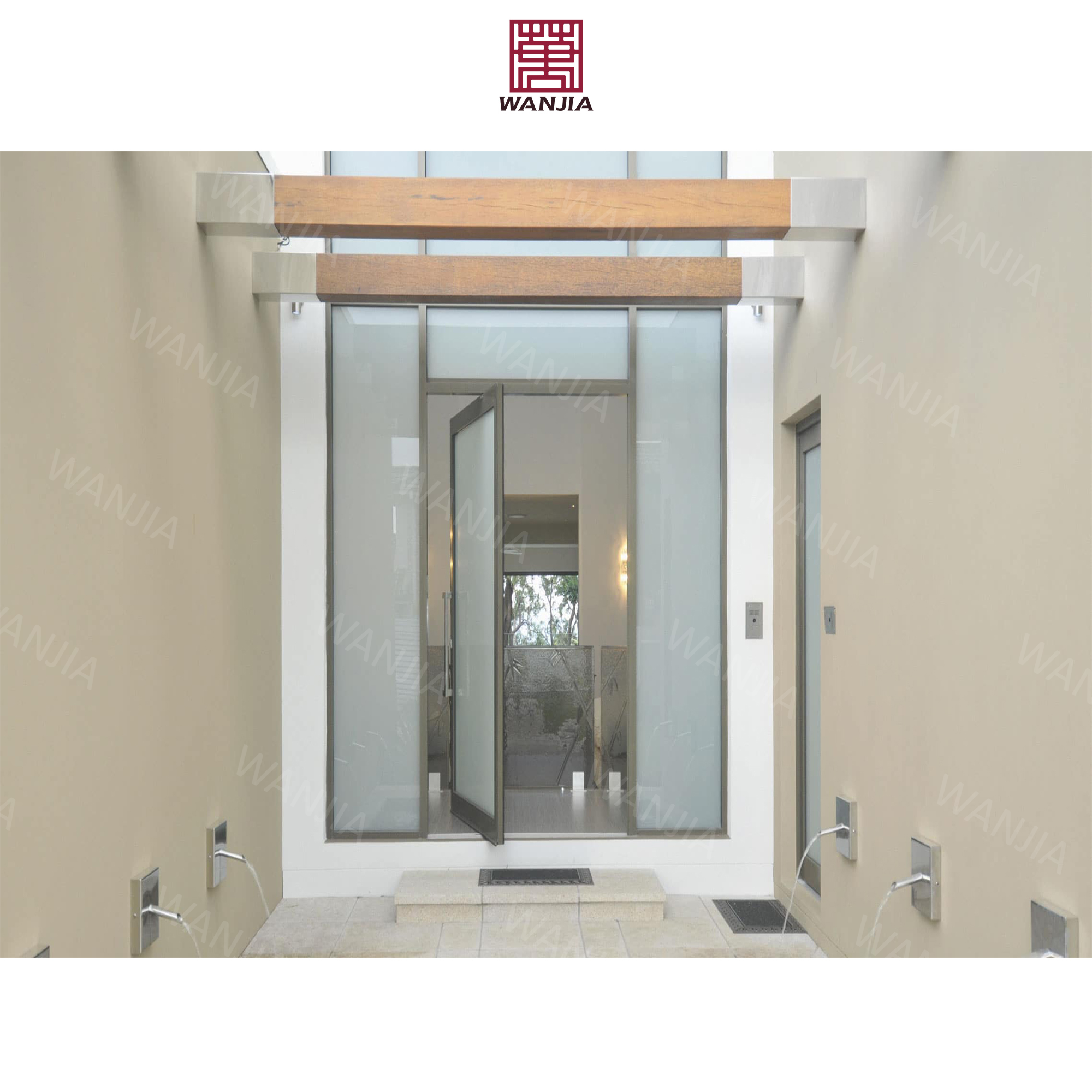 Latest Designs Exterior Panoramic Aluminum Pivot Doors Front Door Frosted Glass Pivot Entry Spring Door