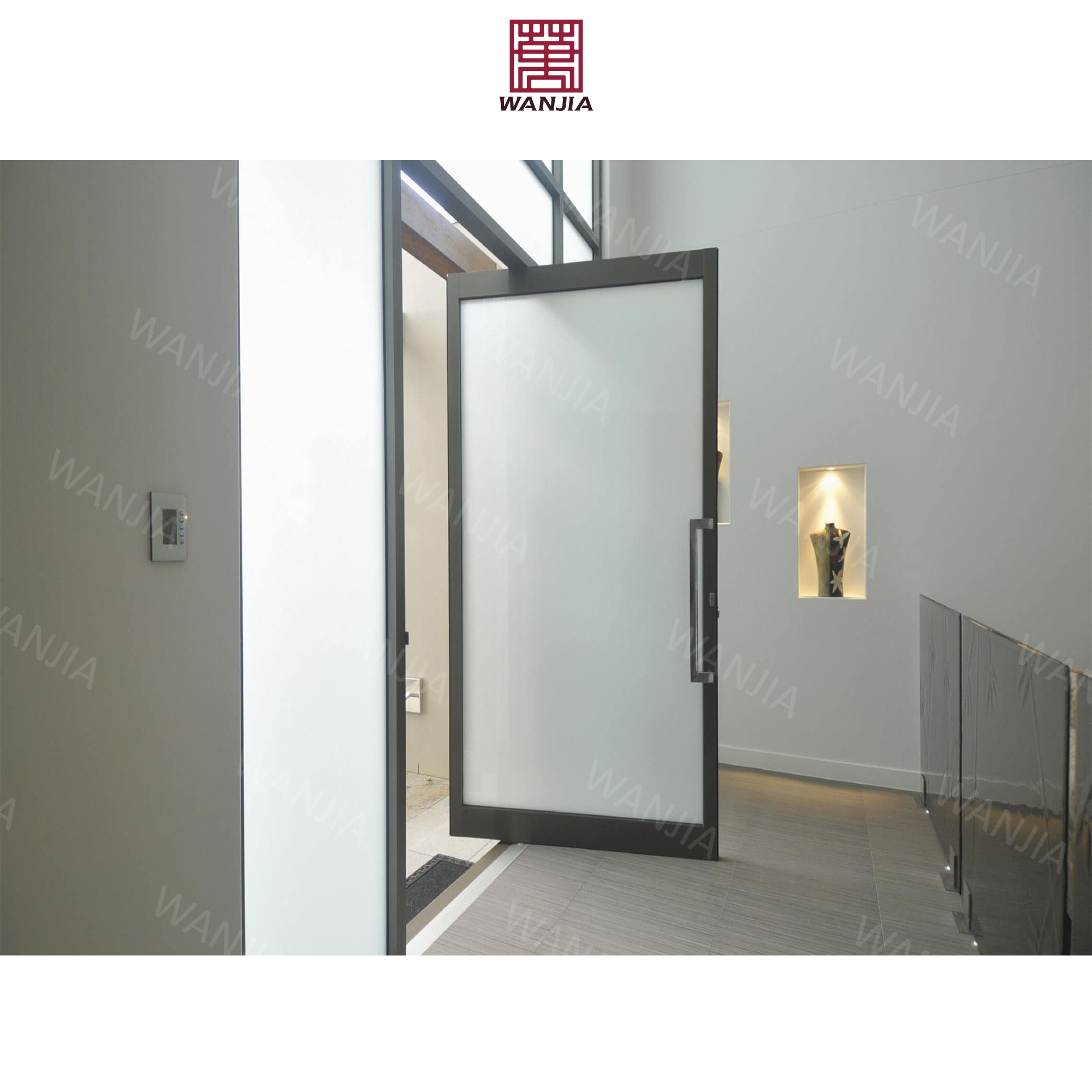 Latest Designs Exterior Panoramic Aluminum Pivot Doors Front Door Frosted Glass Pivot Entry Spring Door