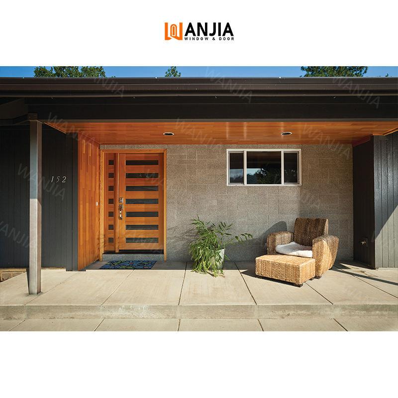 WANJIA Eco friendly exterior front entry doors houses villa modern pivot door pivot wooden door