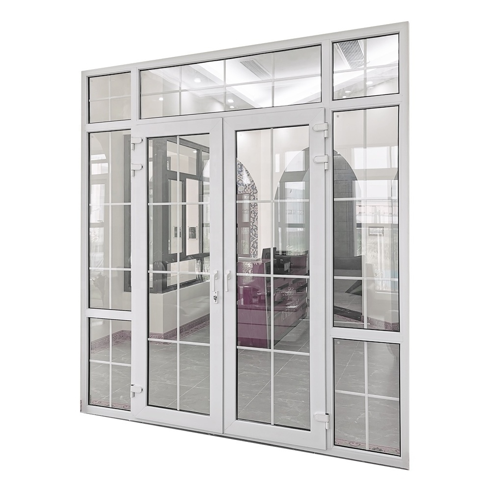 WANJIA soundproof PVC casement door  UPVC swing glass doors pvc accordion door