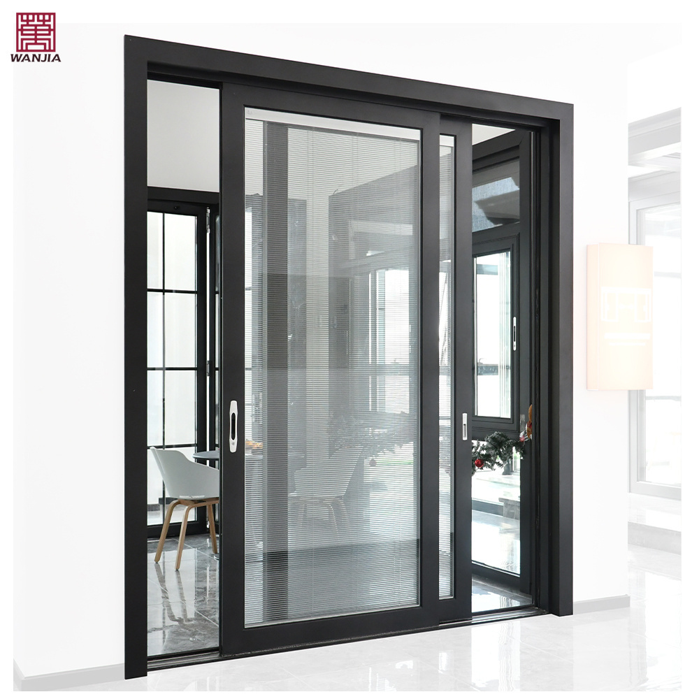 Modern Design Aluminum Indoor Lift Heavy Duty Smart Sliding Door Built-in Louvers Sliding Door