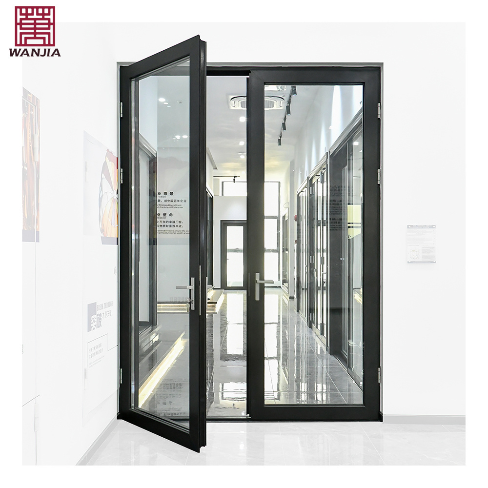 HISENG aluminum modern double casement front entrance door aluminium glass bathroom swing doors