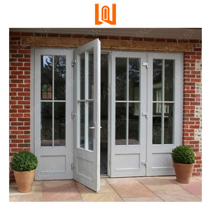 WANJIA Factory European Exterior House French PVC Doors UPVC Double Panel Glass Doors