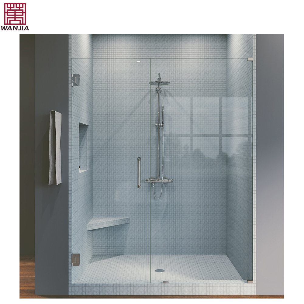 WANJIA Factory Outlet Waterproof Beautiful Frosted Custom Glass Bathroom Shower Door