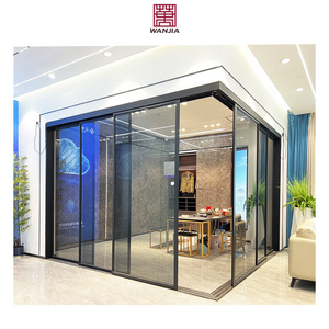 WANJIA Office Intelligent Electric Sliding Door Automatic Corner Sliding Glass Doors