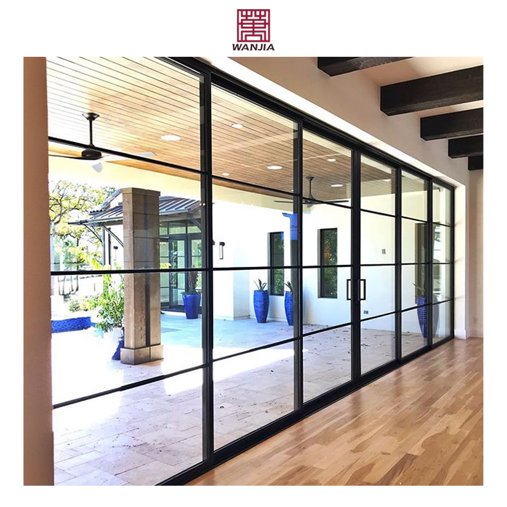 Modern design aluminum grill sliding patio door glass sliding doors silm frame sliding doors