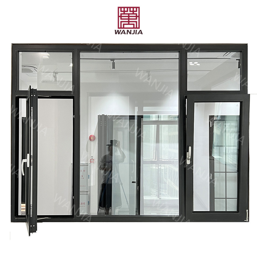 Hurricane impact soundproof tilt and turn window insulation tempered glass aluminum casement windows