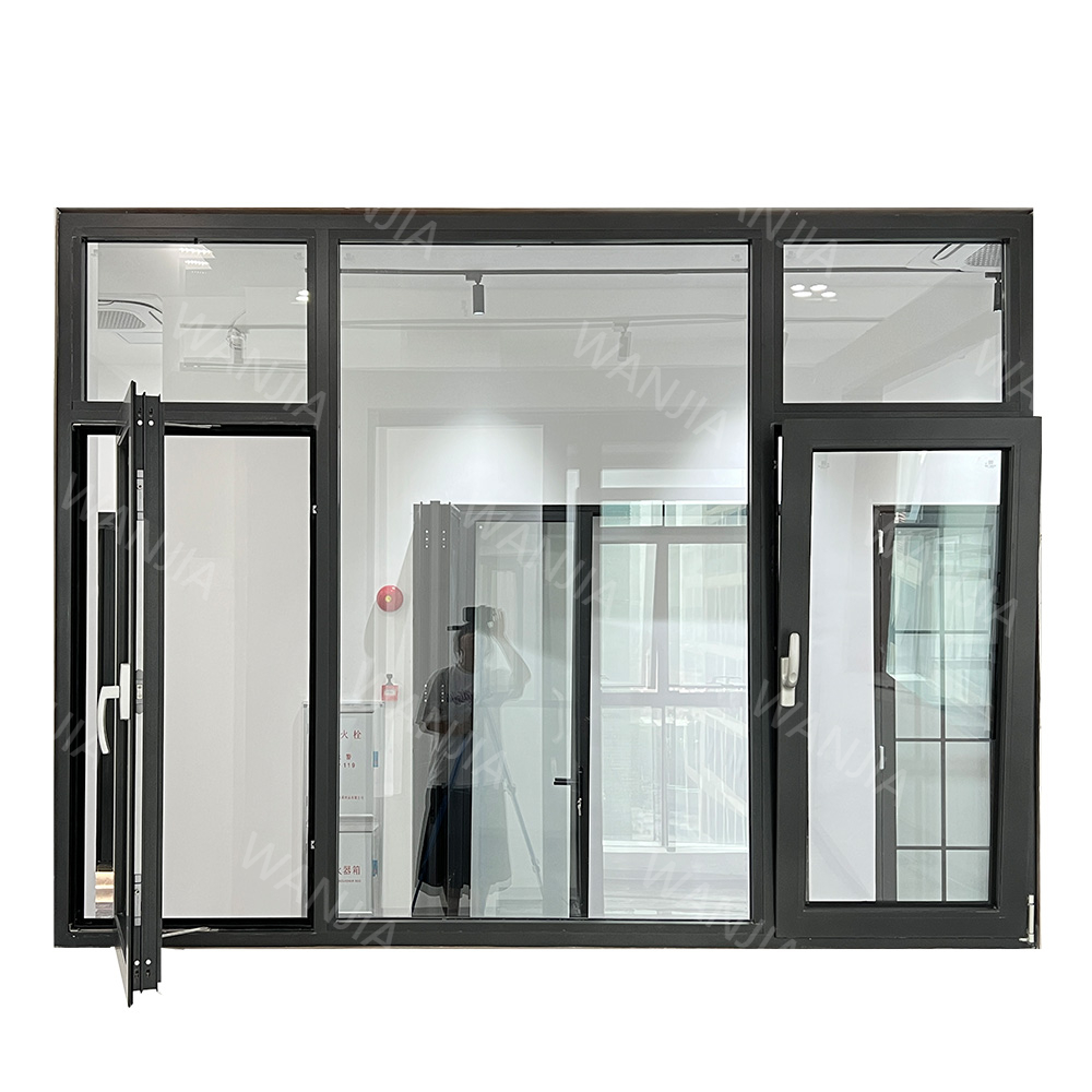 Hurricane impact soundproof tilt and turn window insulation tempered glass aluminum casement windows