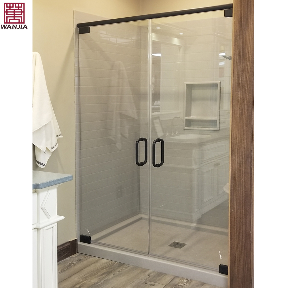 WANJIA Factory Outlet Waterproof Beautiful Frosted Custom Glass Bathroom Shower Door