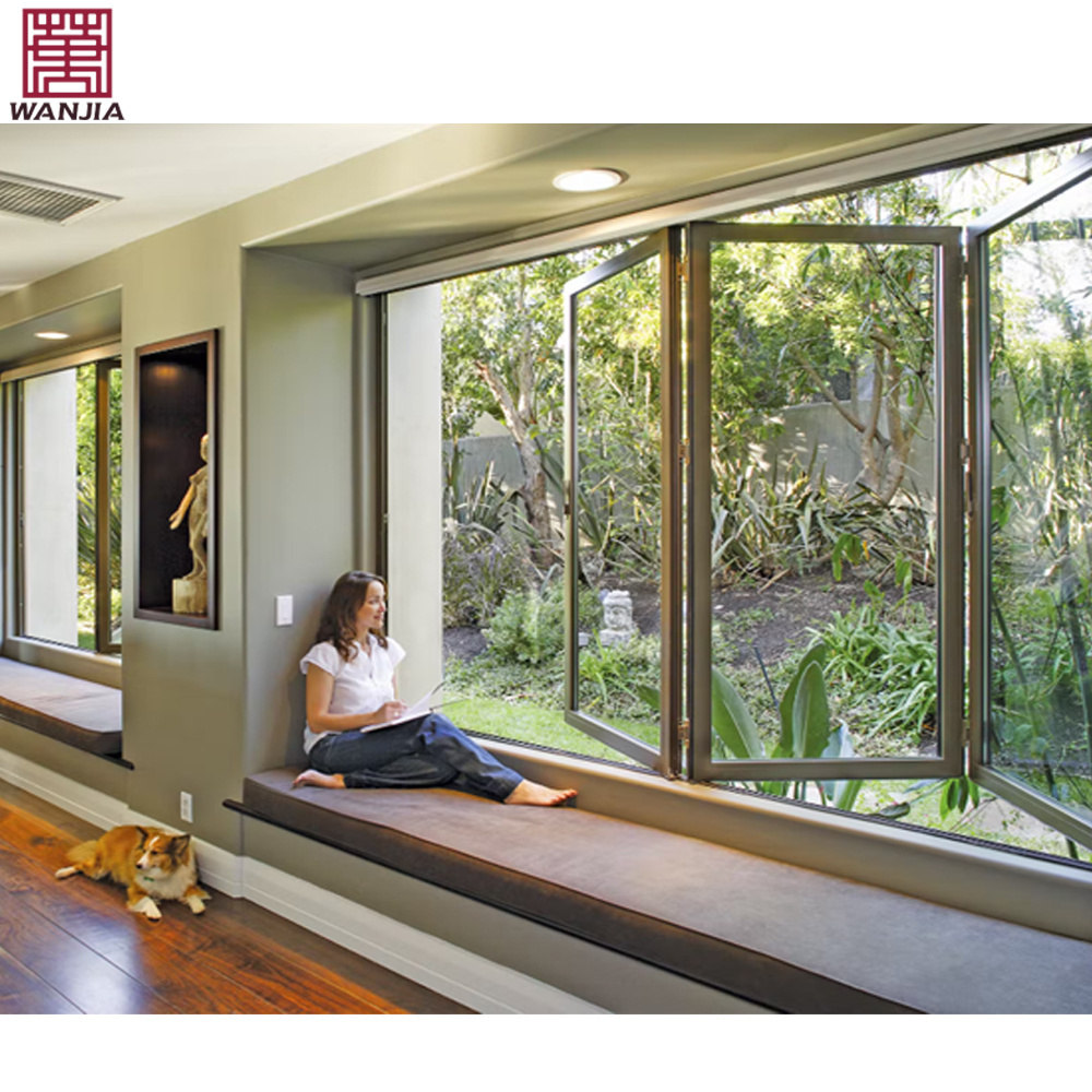 Aluminium tempered glass bifolding windows horizontal folding local window aluminium bifold window