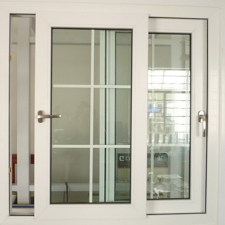 Hiseng European upvc interior design two track PVC sliding window