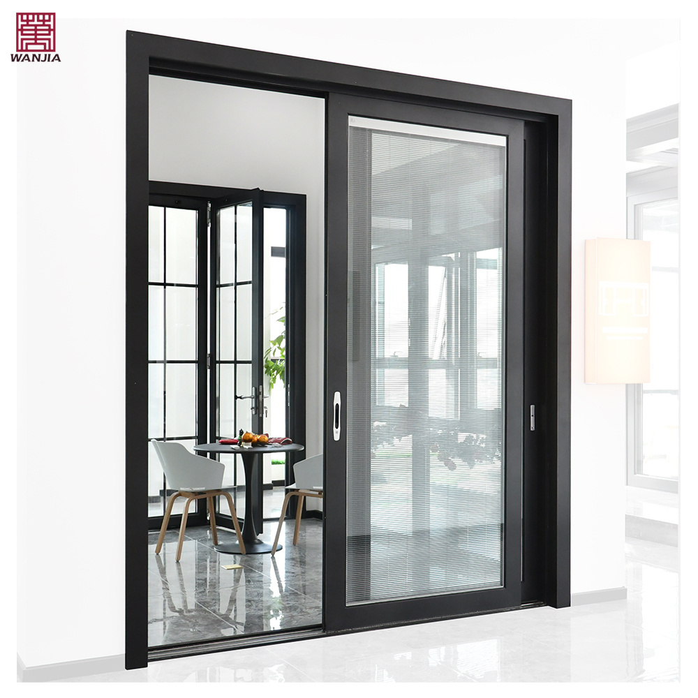 Modern Design Aluminum Indoor Lift Heavy Duty Smart Sliding Door Built-in Louvers Sliding Door