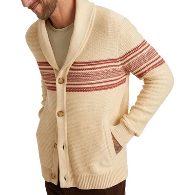 Custom Mens 100% Merino Wool V-Neck Long Sleeve Plain knitted Men's Cardigan Sweater