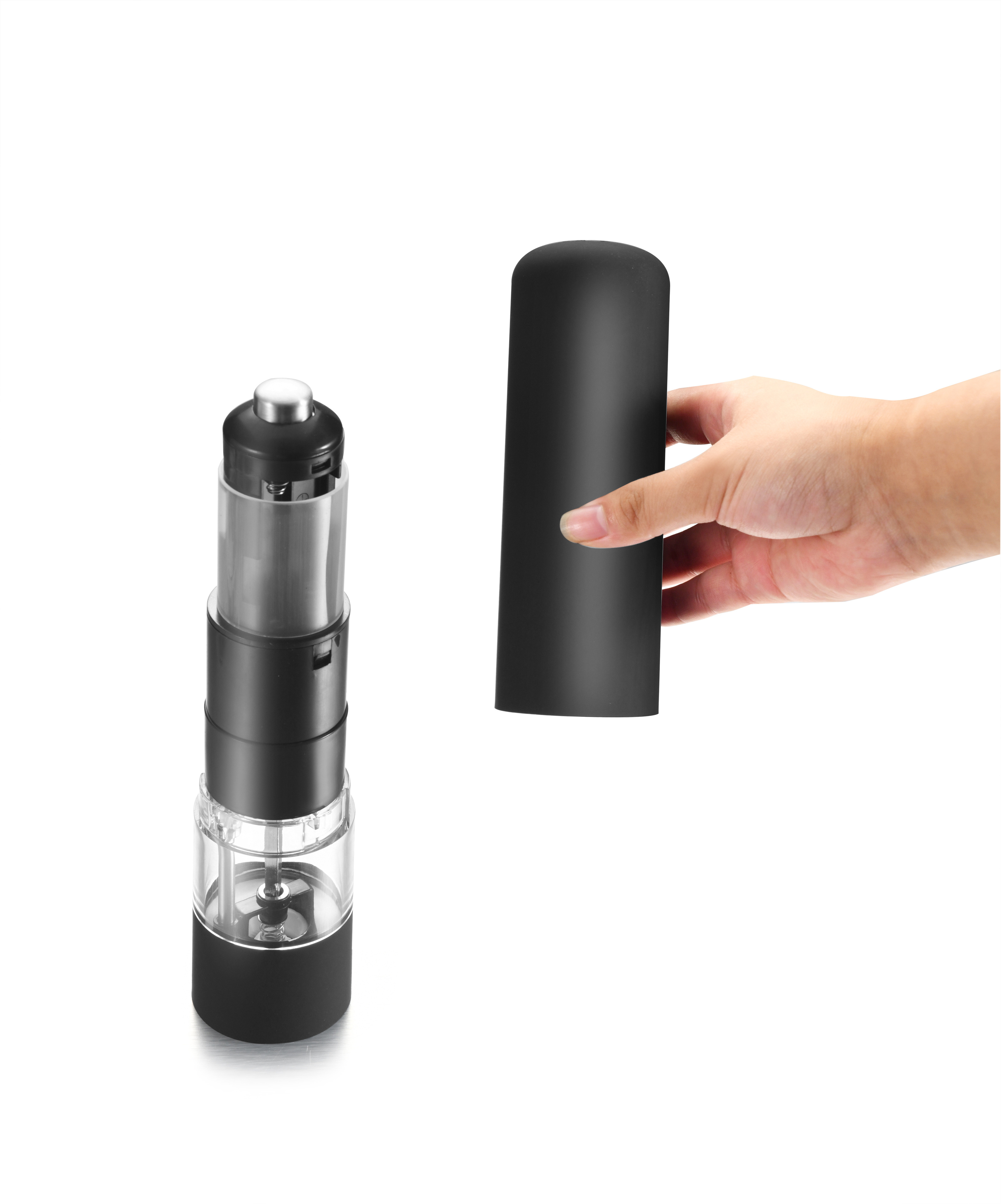 Electric Salt Pepper Grinder Salt and Pepper Grinder Set Battery Operated Space Silver CLASSIC Kitchen Customized Steel Box Logo