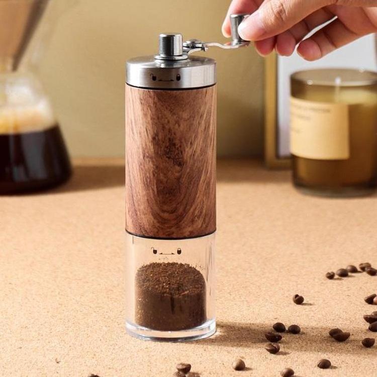 Coffee Grinder,Wood Grain Hand Coffee Grinder with Adjustable Conical Ceramic Burr, Factory Wholesale