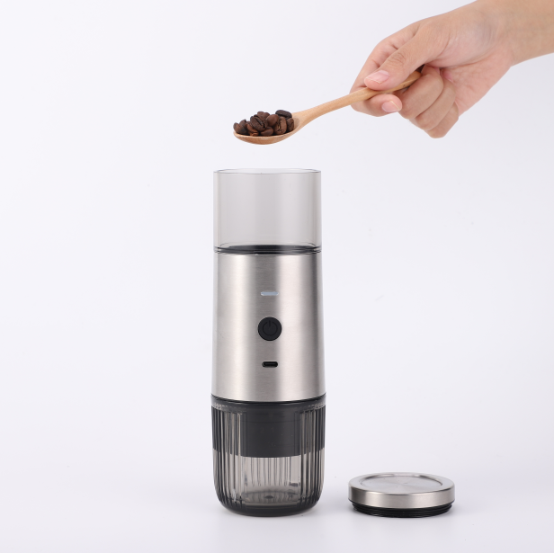 2024 factory new design USB rechargeable mini electric coffee grinder in 7 star S/S burr