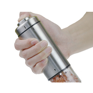 ceramic burr salt and pepper mill set stainless steel housing pepper grinder electric battery operated pepper grinder