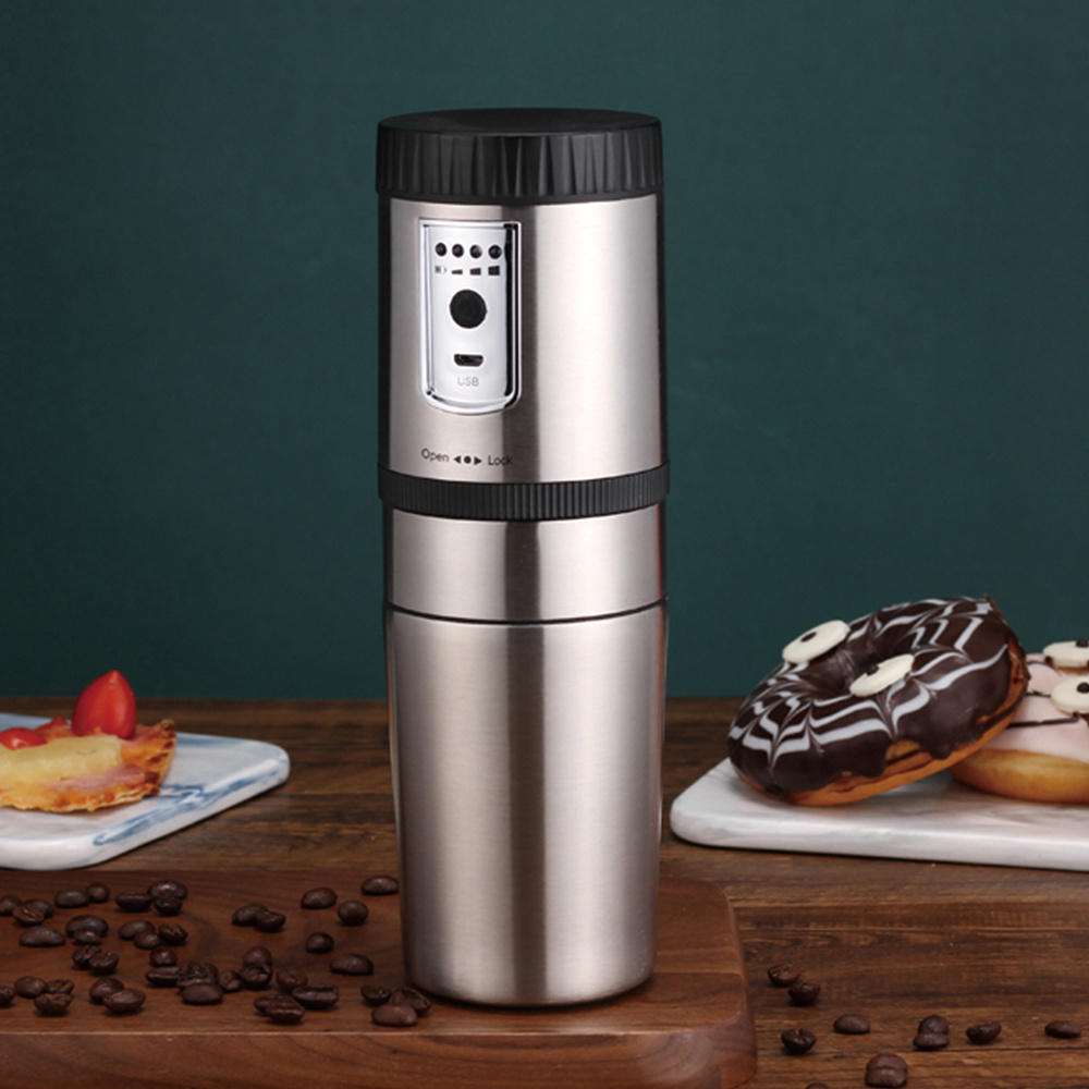 Hot Selling USB Commercial Electric Coffee Mill Coffee Bean Grinder Customized Cup Steel Ceramic Stainless Logo Power