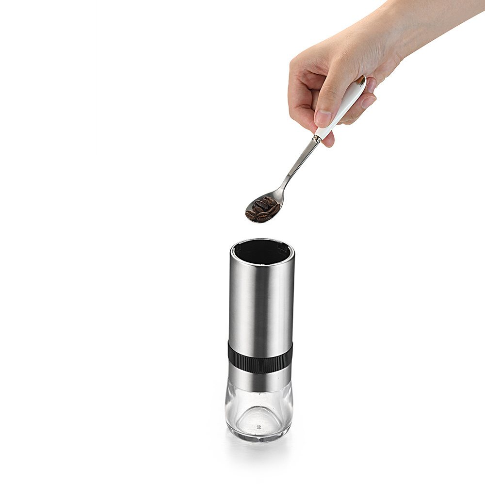 hand Manual Coffee maker grinder  with adjustable stainless steel  core  glass bottle jar hot selling