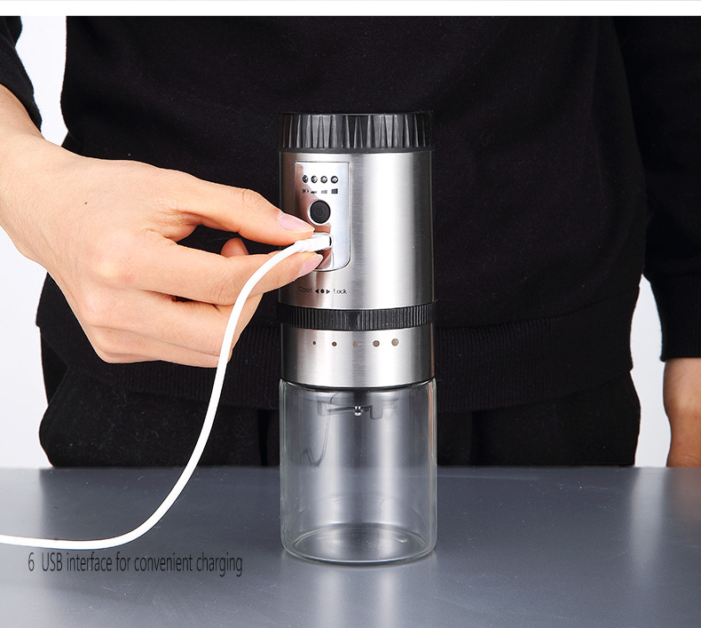 hot selling electric coffee grinder commercial coffee mill with glass jar USB rechargeable Kitchenware gadget 2020