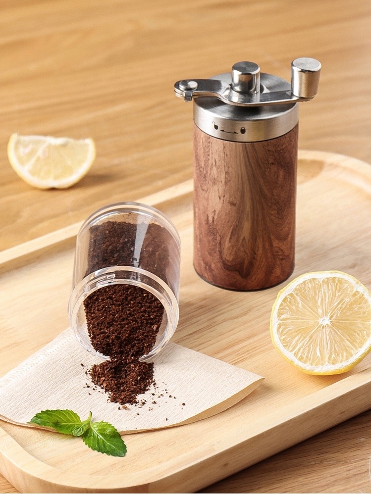 Coffee Grinder,Wood Grain Hand Coffee Grinder with Adjustable Conical Ceramic Burr, Factory Wholesale