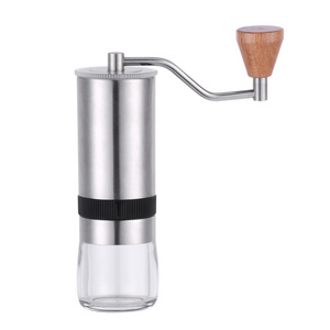 hand Manual Coffee maker grinder  with adjustable stainless steel  core  glass bottle jar hot selling