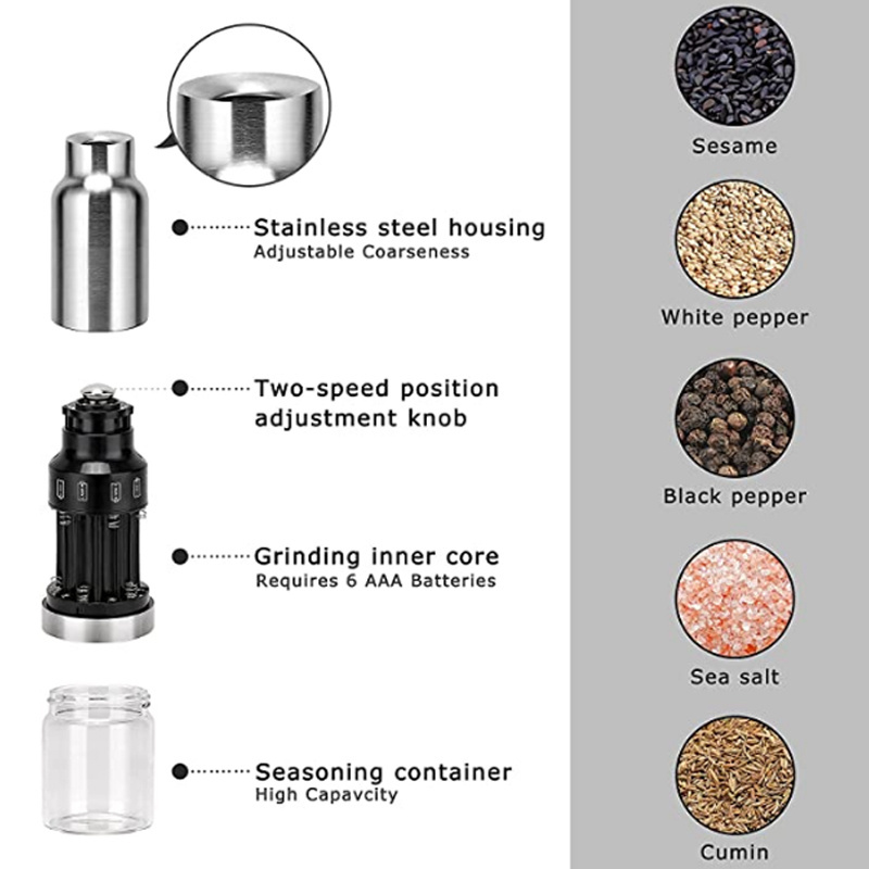 Electric Salt and Pepper Grinder Set Battery Operated automatic grinder gravity electric pepper and salt grinder set