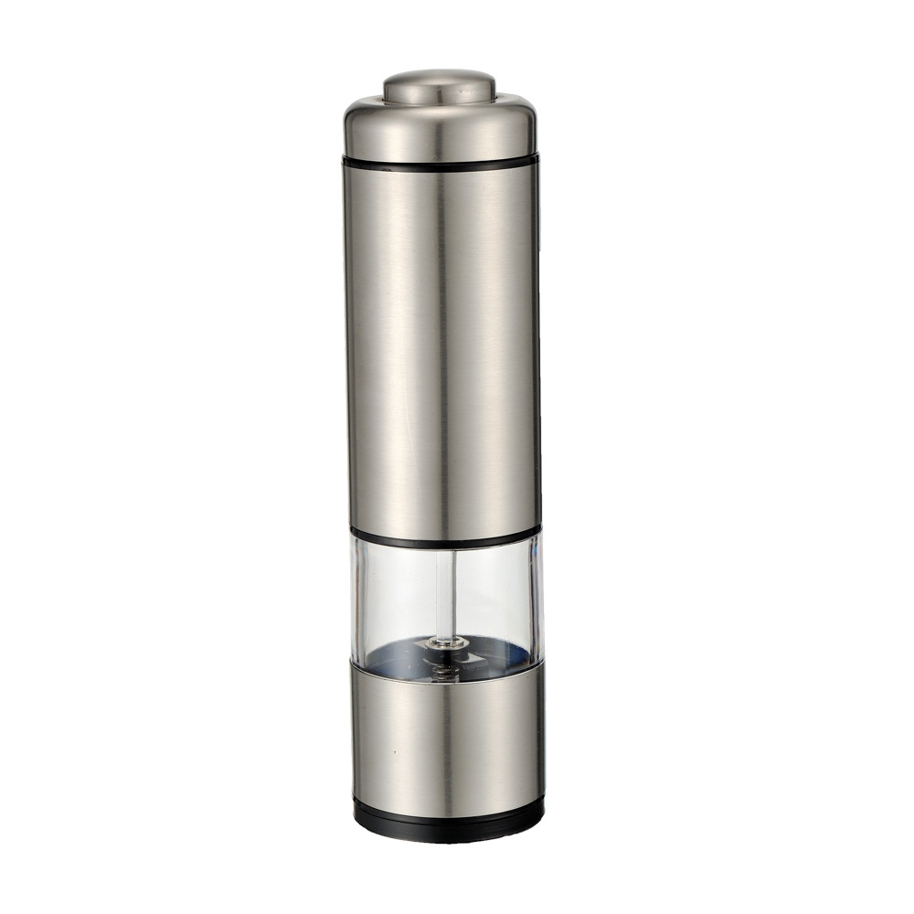 ceramic burr salt and pepper mill set stainless steel housing pepper grinder electric battery operated pepper grinder