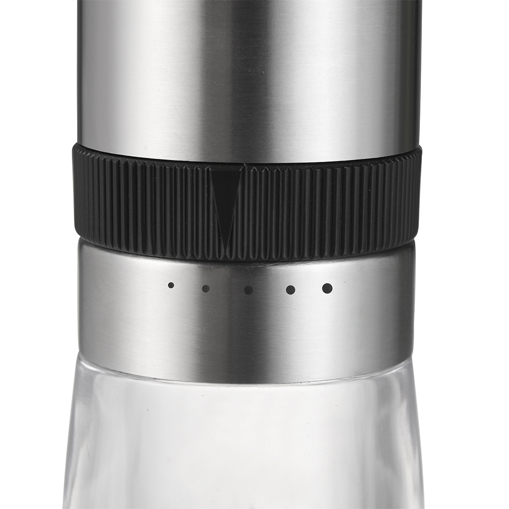 hand Manual Coffee maker grinder  with adjustable stainless steel  core  glass bottle jar hot selling