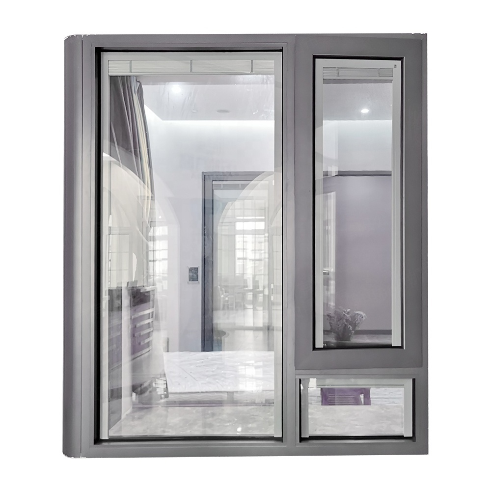 Double glass bow window aluminium french casement louvered windows