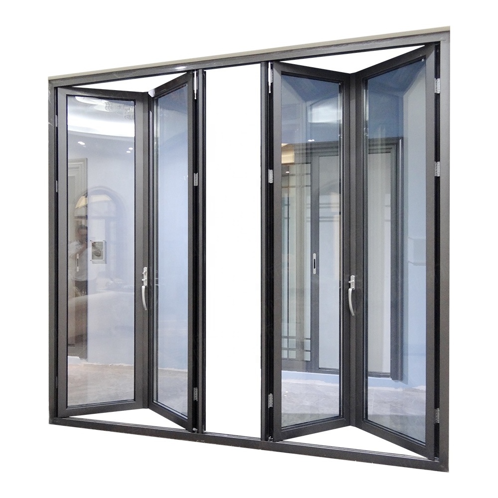 WANJIA Sound proof tempered glass exterior bifold door aluminium bifold patio doors