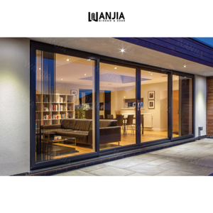 WANJIA aluminium double tempered glass sliding doors high quality energy efficient sliding door