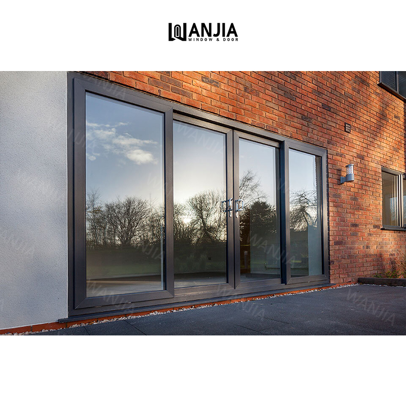 WANJIA aluminium double tempered glass sliding doors high quality energy efficient sliding door