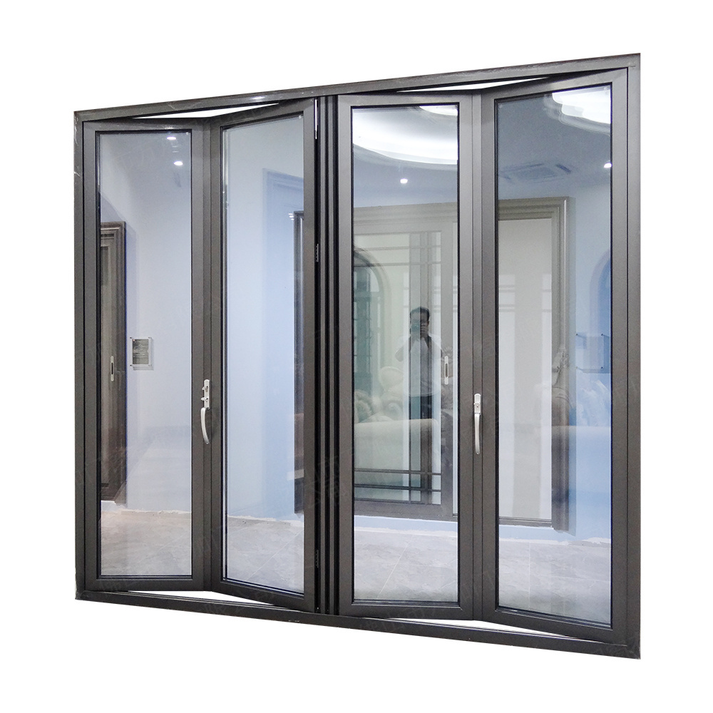 WANJIA Sound proof tempered glass exterior bifold door aluminium bifold patio doors