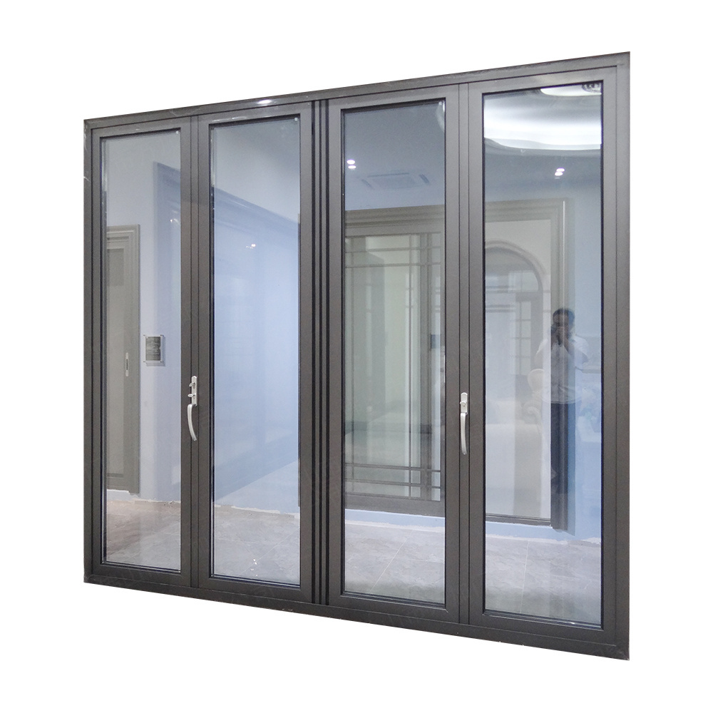 WANJIA Sound proof tempered glass exterior bifold door aluminium bifold patio doors