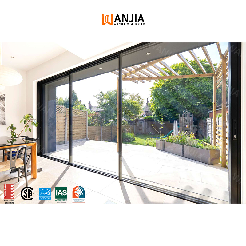 WANJIA aluminium double tempered glass sliding doors high quality energy efficient sliding door