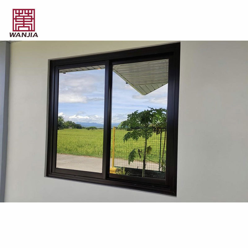 WANJIA Soundproof Horizontal Oem Odm Aluminum Sliding Window Customized Low-E Glass Double Windows