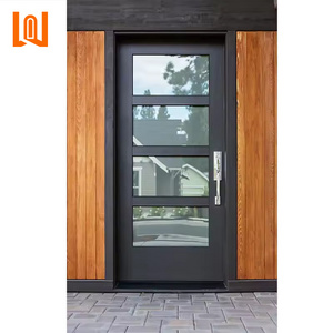 WANJIA Customized Casement Aluminium Alloy Glass Door Exterior Security Entrance Steel Main Doors