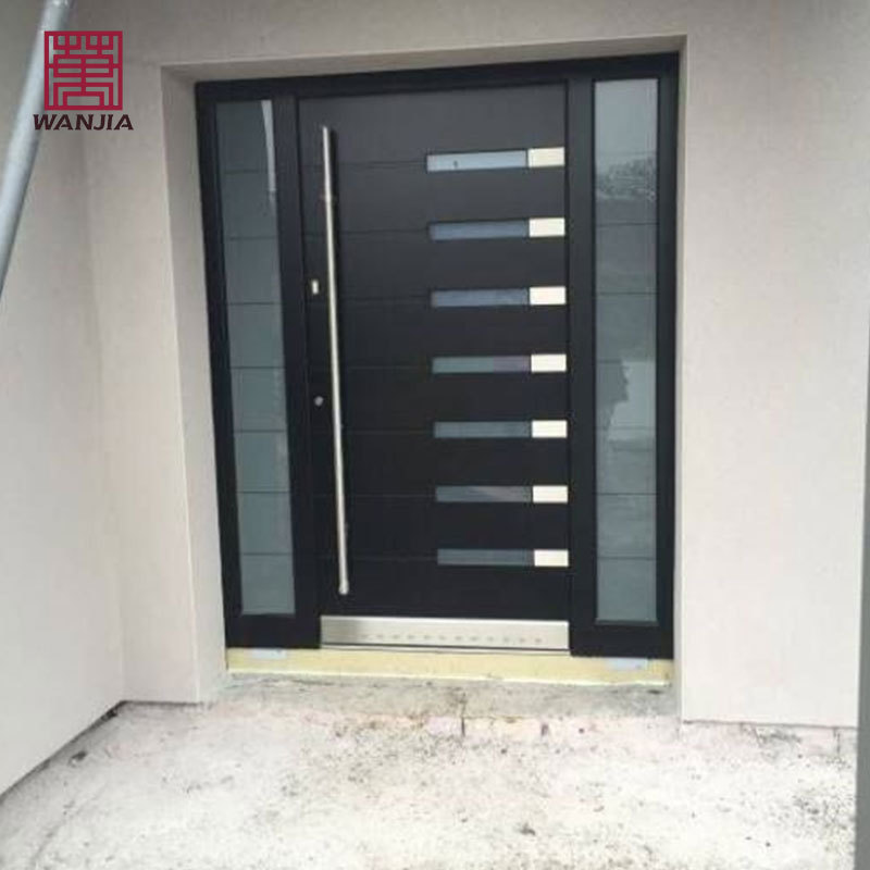 WANJIA Customized Casement Aluminium Alloy Glass Door Exterior Security Entrance Steel Main Doors