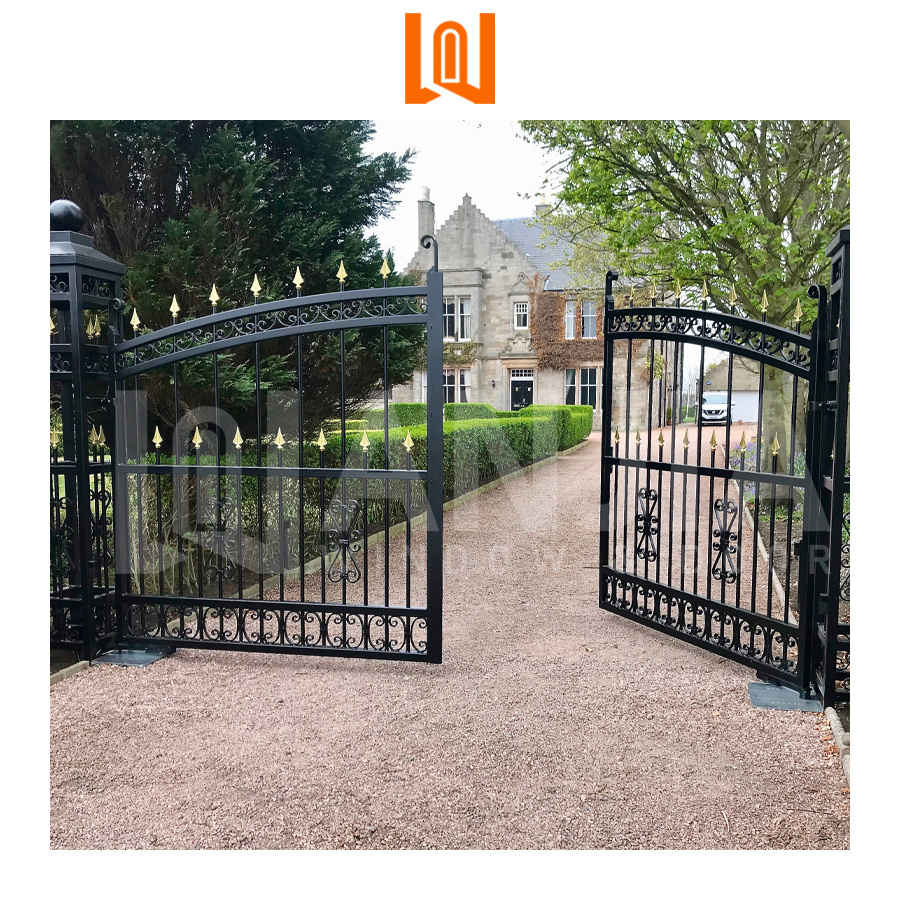 WANJIA custom grill design courtyard driveway security iron gate safety artistic iron gate