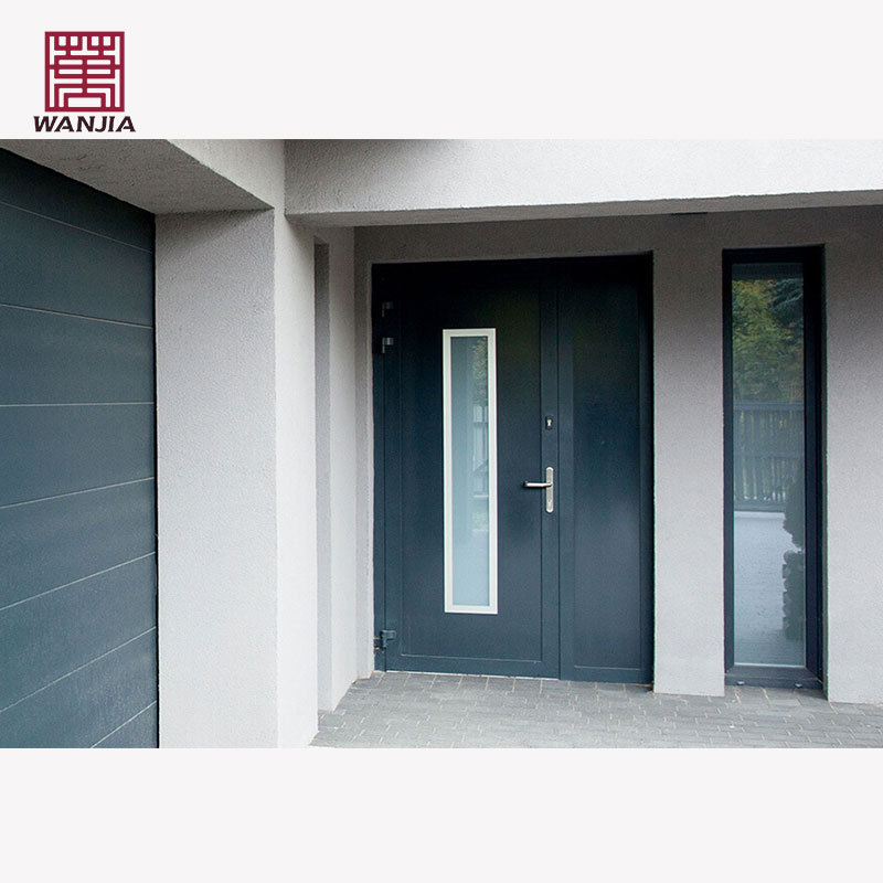 WANJIA Customized Casement Aluminium Alloy Glass Door Exterior Security Entrance Steel Main Doors