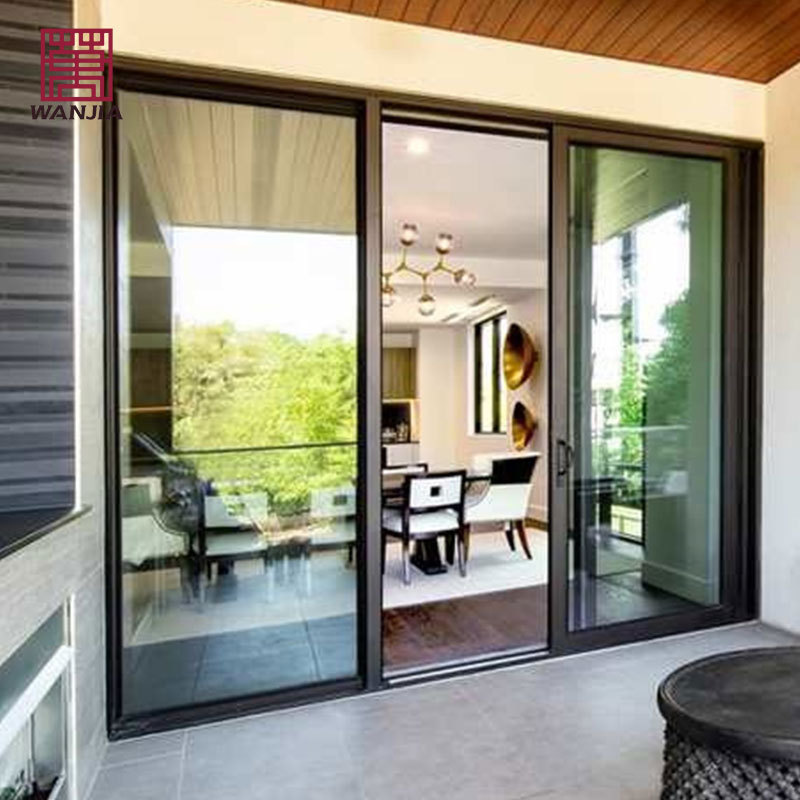 WANJIA Aluminum Double Glass Silding Door Customized Luxury Modern Exterior Lift And Slide Doors