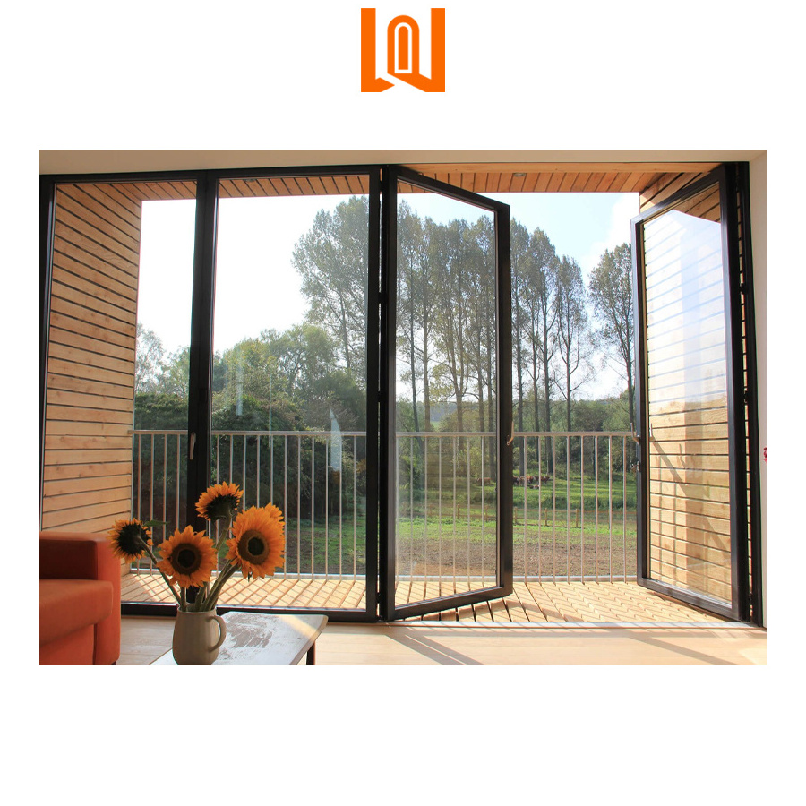 WANJIA manufacturer custom glass doors aluminum large bi fold doors partition folding doors