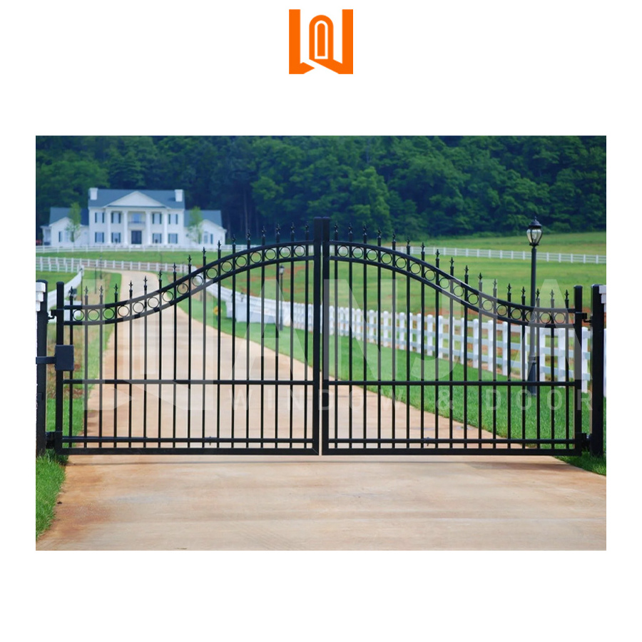 WANJIA custom grill design courtyard driveway security iron gate safety artistic iron gate