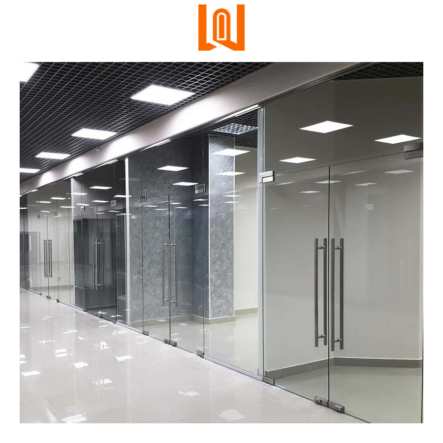 WANJIA Manufacturer Custom Modern Frameless Glass Casement Door Office Frameless Door