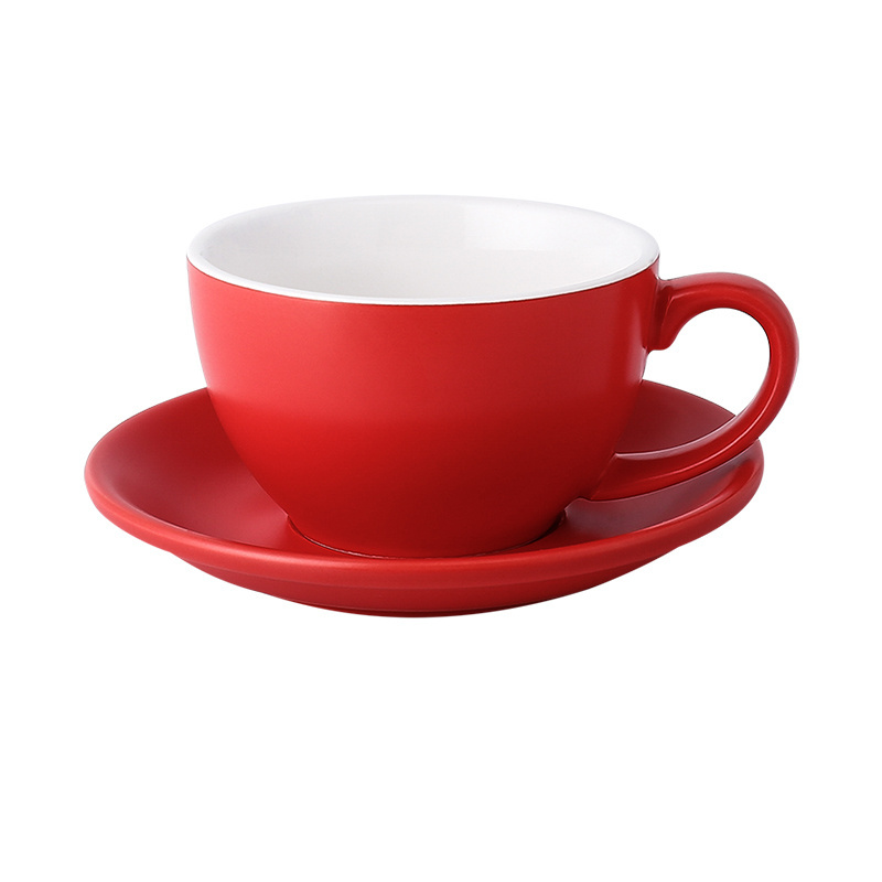 Hot Selling Modern Matte Color  350ml Mug 200ml 300ml Latte Cup and Saucer Coffee Mug Ceramic 80ml Espresso Cup