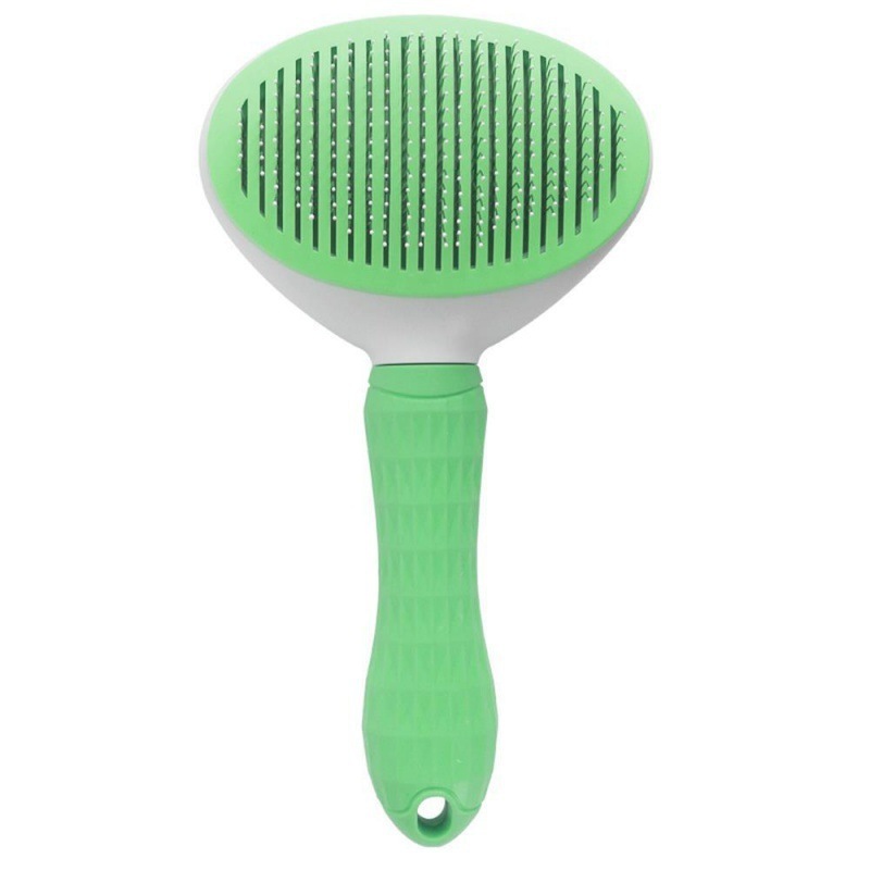 New Arrivals Custom Pet Animal Clean Hair Remover Button Stainless Steel Comb Dogs Cat Slicker Self Cleaning Grooming Pet Brush